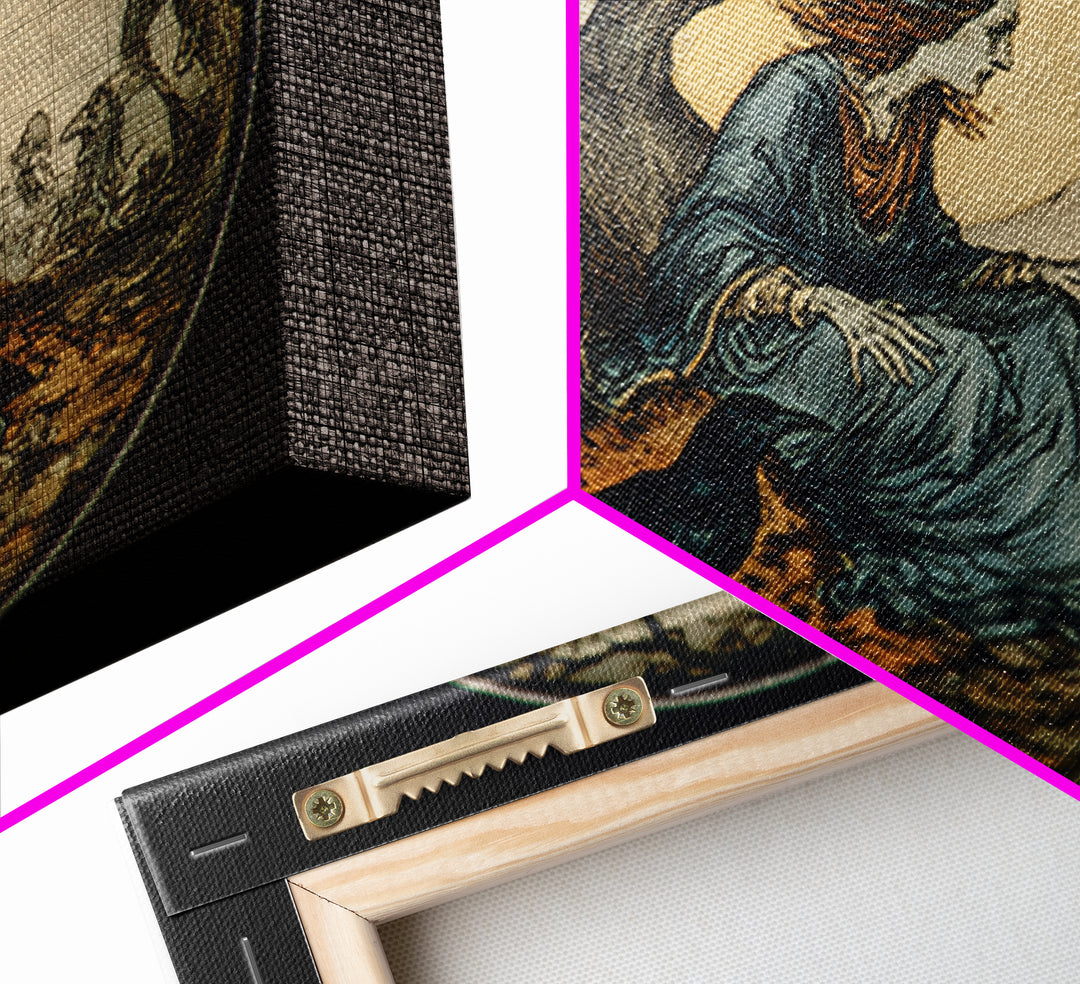 The Moonstone Amulet, Gothic Storybook Art, Landscape Wall Art, Macabre Wall Art, Canvas Print, Halloween Wall Art, Dark Fantasy Art