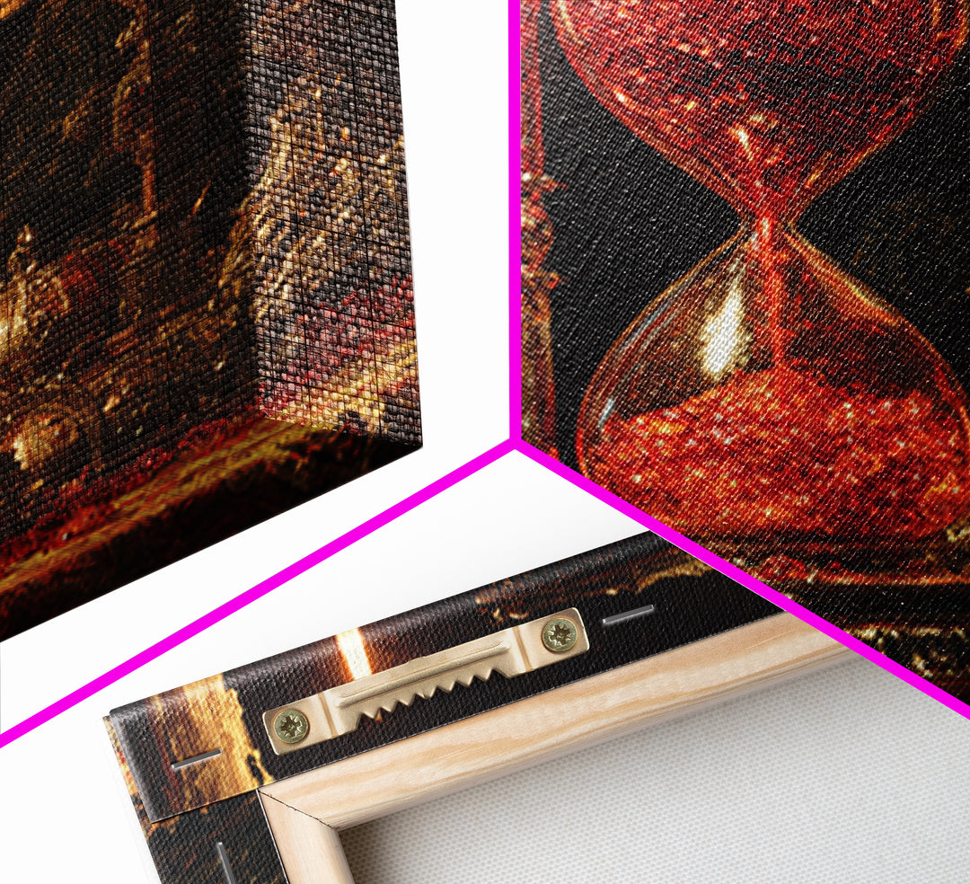 The Crimson Hourglass, Ornate Symbolist Art, Square Wall Art, Macabre Wall Art, Framed Canvas Print, Halloween Wall Art