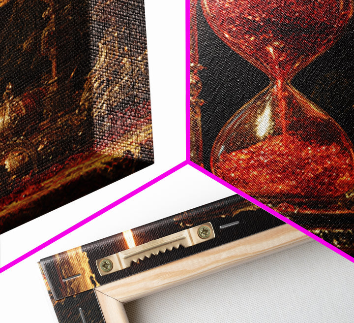 The Crimson Hourglass, Ornate Symbolist Art, Square Wall Art, Macabre Wall Art, Framed Canvas Print, Halloween Wall Art