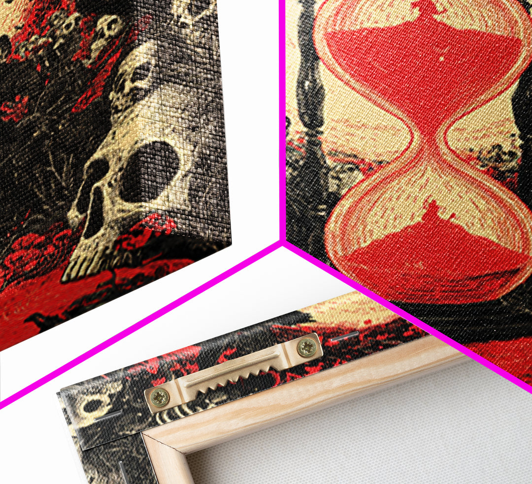 The Crimson Hourglass, Macabre Folk Print Art, Square Wall Art, Macabre Wall Art, Canvas Print, Halloween Wall Art