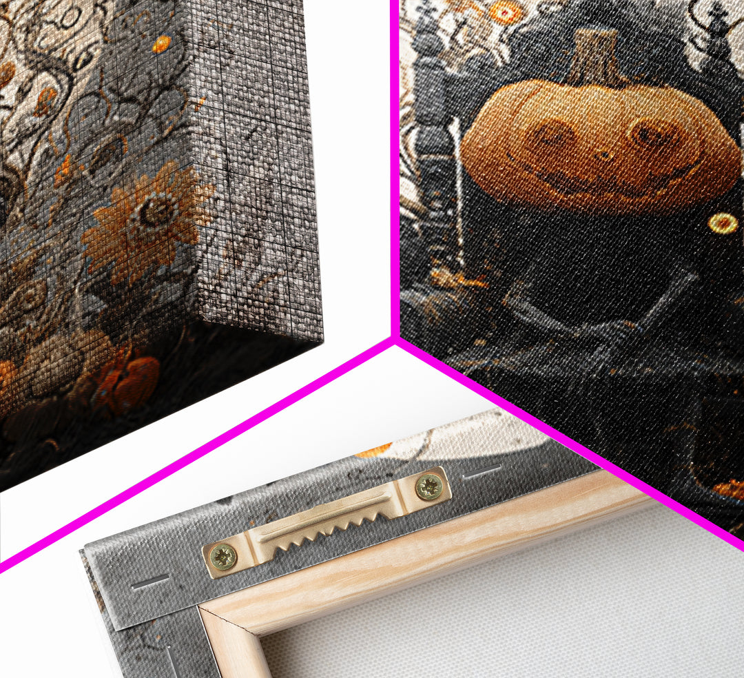 The Jack-O'-Lantern Throne, Symbolist Dream Art, Square Wall Art, Dark Fantasy Wall Art, Framed Canvas Print, Halloween Wall Art