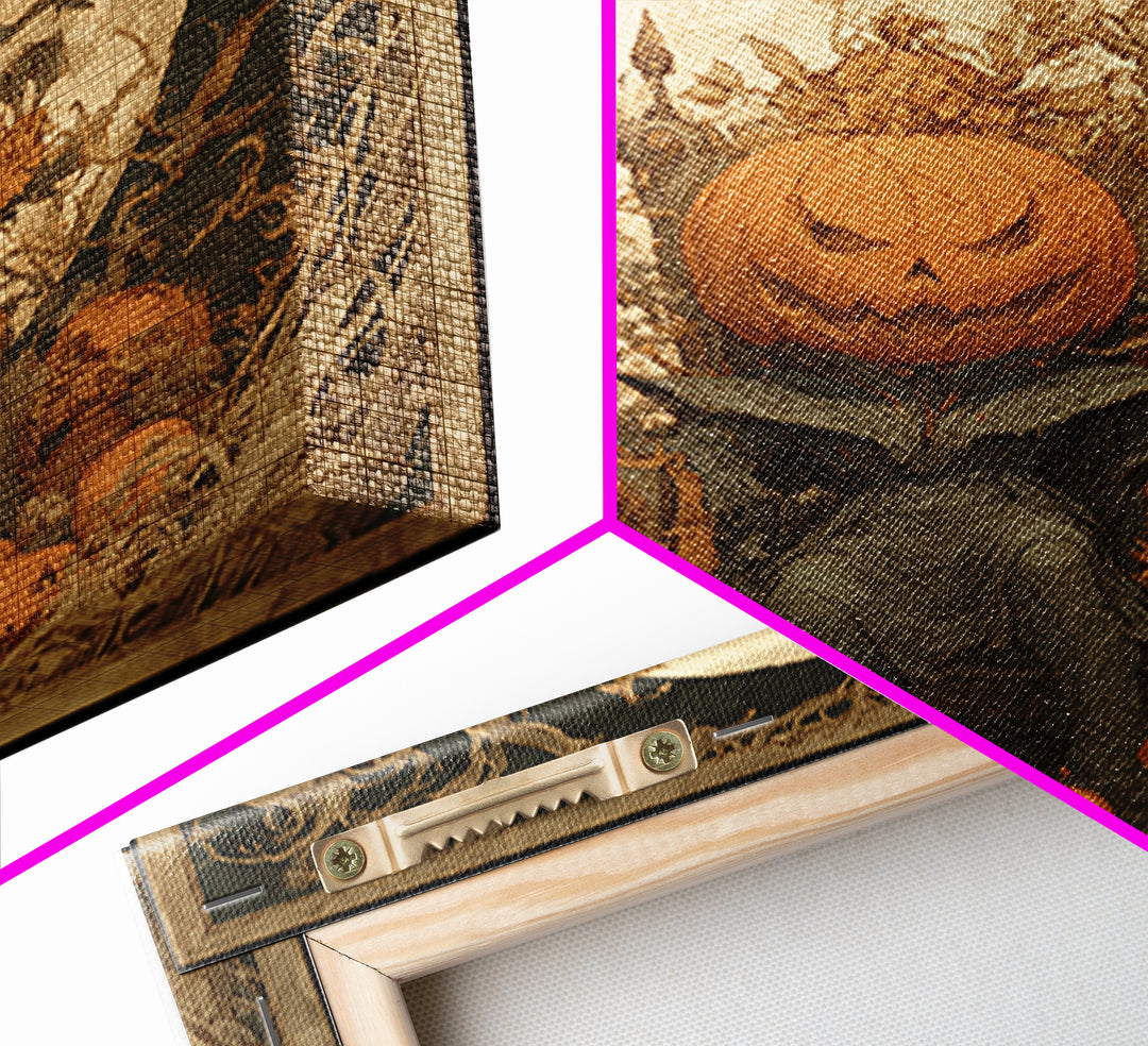 The Jack-O'-Lantern Throne, Symbolist Etching Art, Square Wall Art, Gothic Horror Wall Art, Framed Canvas Print, Halloween Wall Art