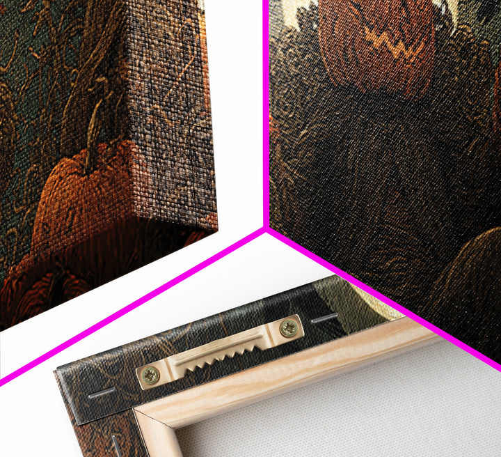 The Jack-O'-Lantern Throne, Expressionist Nightmare Art, Extra Wide Wall Art, Macabre Wall Art, Canvas Print, Halloween Wall Art