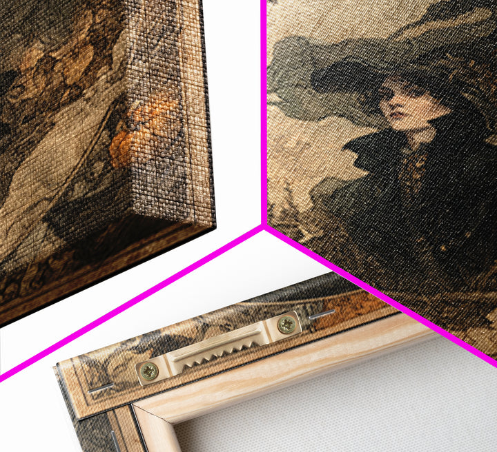 The Haunted Portrait, Gothic Storybook Art, Square Wall Art, Dark Fantasy Wall Art, Framed Canvas Print, Halloween Wall Art