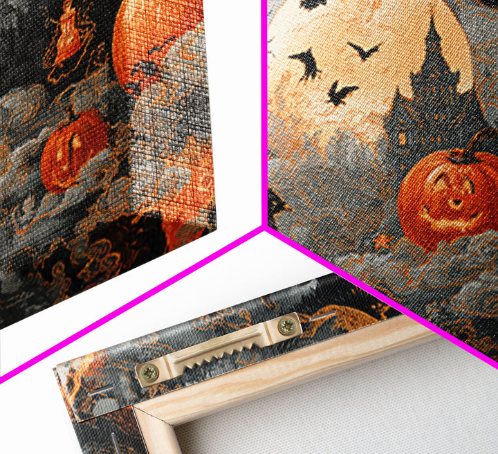 Vintage Orange-And-Black Halloween, Visionary Gothic Art, Landscape Wall Art, Macabre Wall Art, Canvas Print, Halloween Wall Art