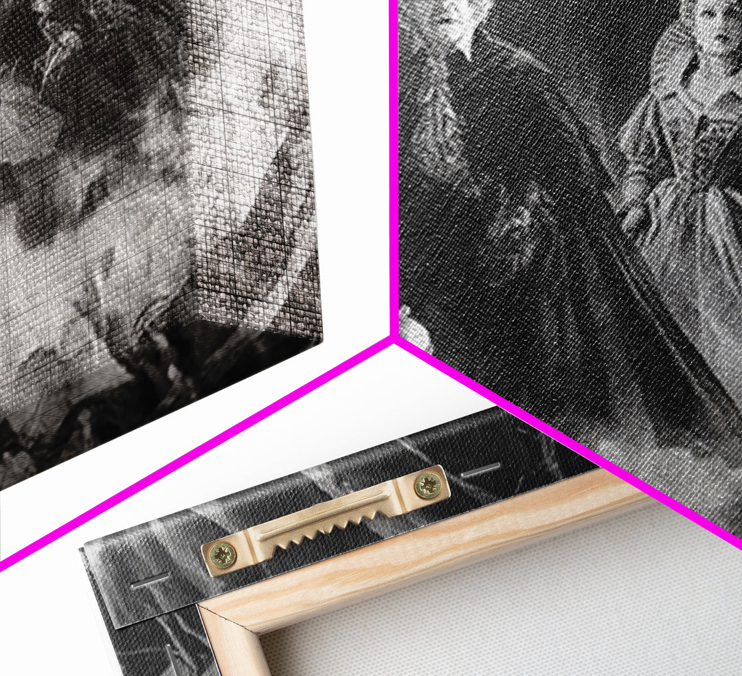 Monochrome Gothic Halloween, Baroque Witchcraft Art, Landscape Wall Art, Macabre Wall Art, Canvas Print, Halloween Wall Art