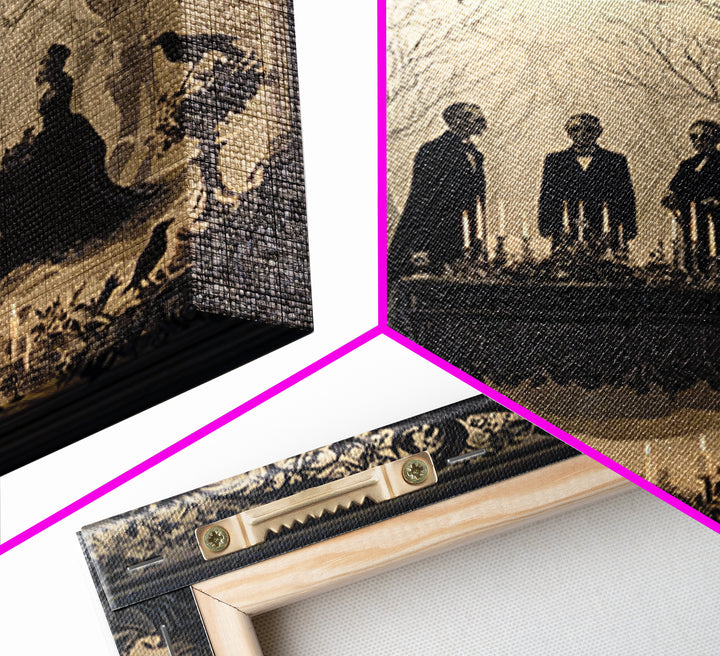 Victorian Mourning Halloween, Decadent Line Art, Square Wall Art, Dark Halloween Decor, Canvas Print, Halloween Wall Art
