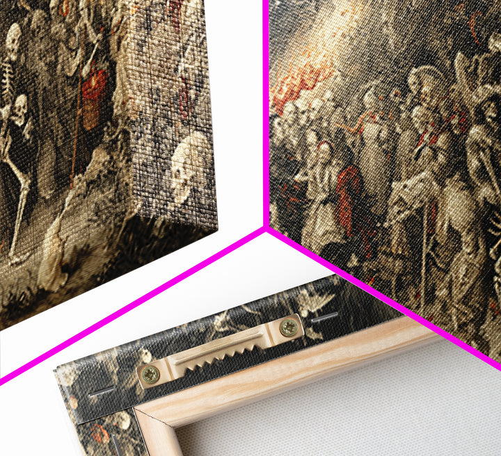 Medieval Danse Macabre, Medieval Grotesque Art, Wide Panoramic Art, Gothic Horror Wall Art, Canvas Print, Halloween Wall Art