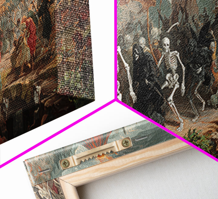 Medieval Danse Macabre, Apocalyptic Romantic Art, Wide Panoramic Art, Gothic Horror Wall Art, Canvas Print, Halloween Wall Art