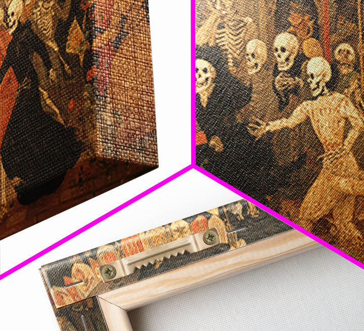 Medieval Danse Macabre, Grotesque Carnival Art, Wide Panoramic Art, Dark Fantasy Wall Art, Canvas Print, Halloween Wall Art
