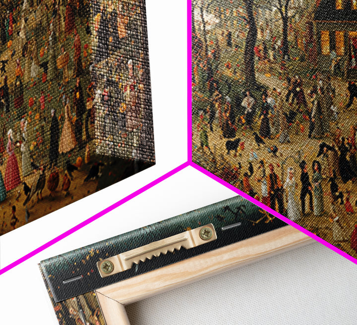 1950s Halloween Nostalgia, Northern Renaissance Horror, Wide Panoramic Art, Macabre Wall Art, Canvas Print, Halloween Wall Art