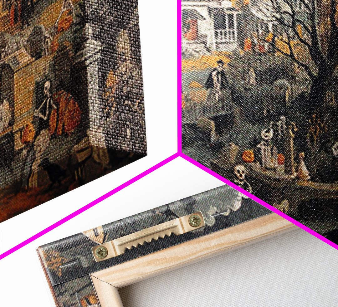 1950s Halloween Nostalgia, Danse Macabre Art, Landscape Wall Art, Macabre Wall Art, Canvas Print, Halloween Wall Art