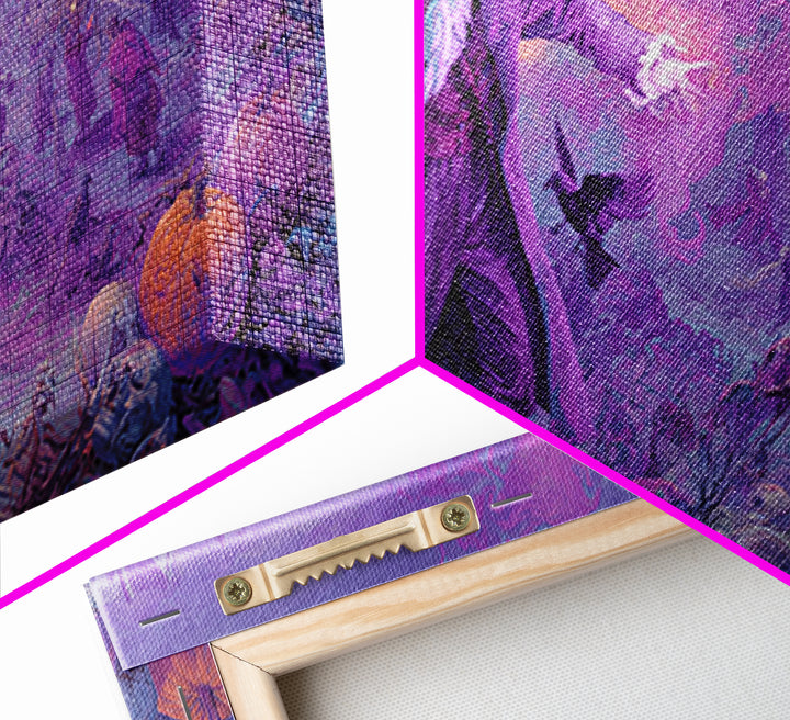 1980s Neon Horror, Northern Renaissance Horror, Wide Panoramic Art, Dark Fantasy Wall Art, Framed Canvas Print, Halloween Wall Art