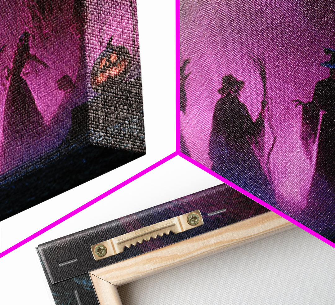 1980s Neon Horror, Dark Romantic Horror Art, Landscape Wall Art, Dark Fantasy Wall Art, Framed Canvas Print, Halloween Wall Art