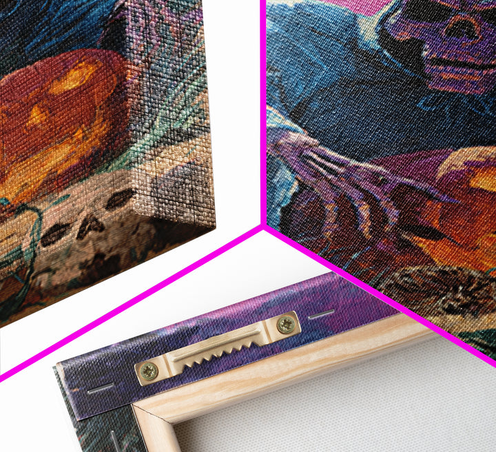 1980s Neon Horror, Decadent Gothic Art, Vertical Wall Art, Dark Fantasy Wall Art, Framed Canvas Print, Halloween Wall Art