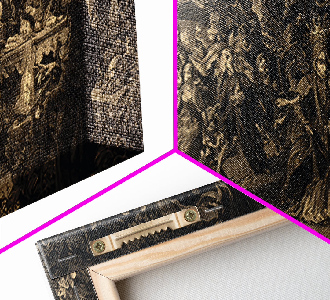 Dark Academia Halloween, Northern Renaissance Horror, Wide Panoramic Art, Dark Halloween Decor, Canvas Print, Halloween Wall Art