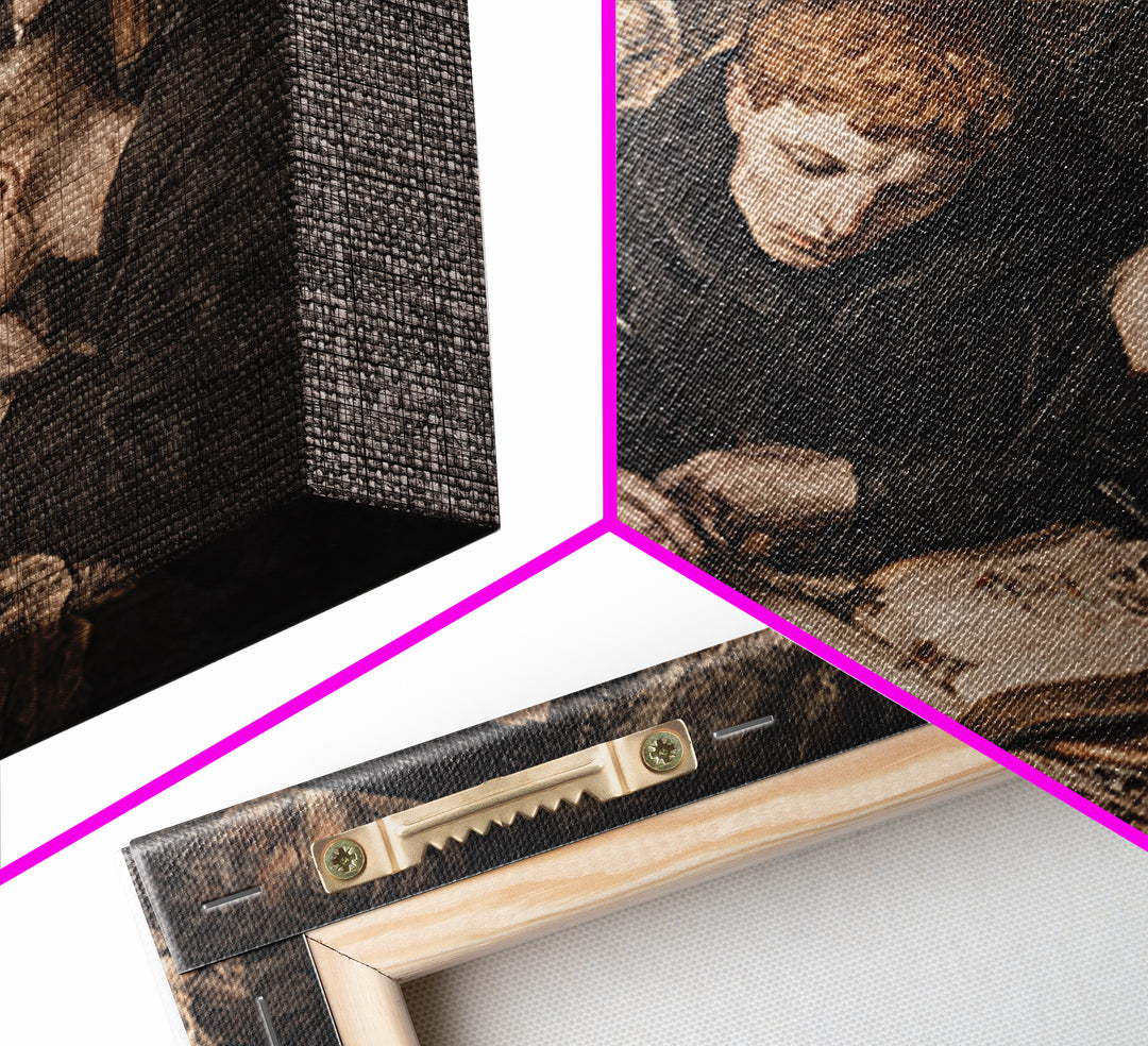 Dark Academia Halloween, Dark Renaissance Art, Square Wall Art, Macabre Wall Art, Framed Canvas Print, Halloween Wall Art