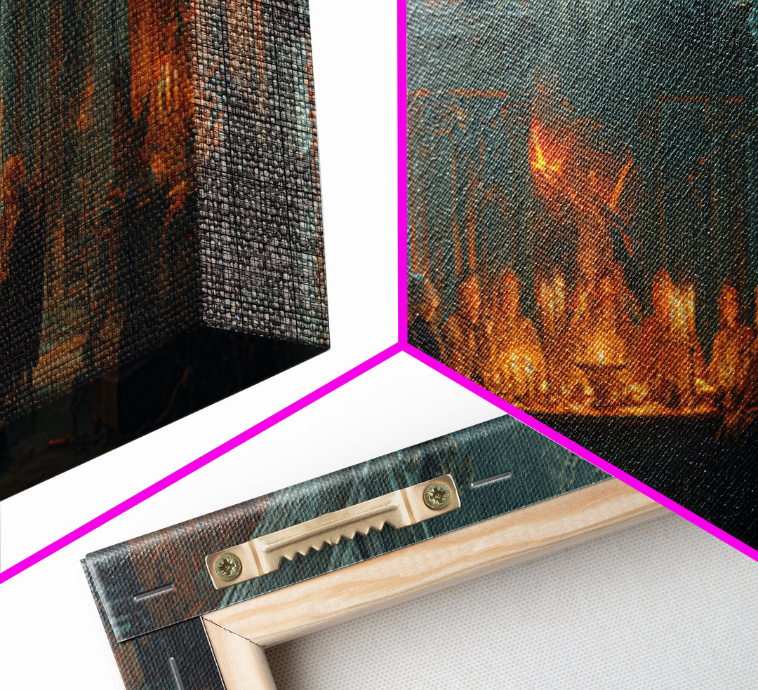 Dark Academia Halloween, Apocalyptic Romantic Art, Extra Wide Wall Art, Dark Halloween Decor, Canvas Print, Halloween Wall Art