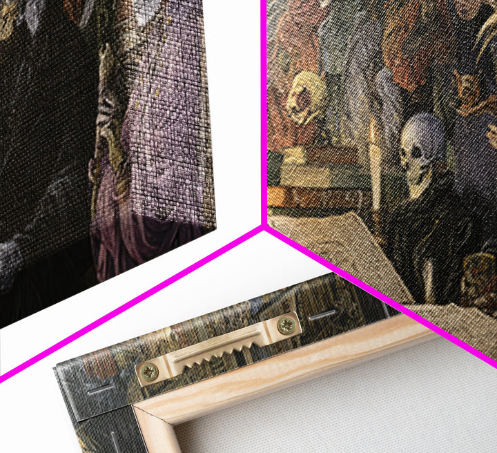 Dark Academia Halloween, Grotesque Carnival Art, Wide Panoramic Art, Gothic Horror Wall Art, Framed Canvas Print, Halloween Wall Art
