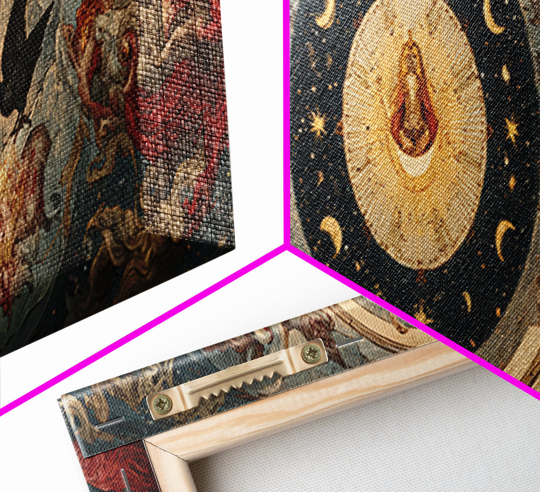 Celestial Witchcraft, Dark Renaissance Art, Extra Wide Wall Art, Macabre Wall Art, Canvas Print, Halloween Wall Art