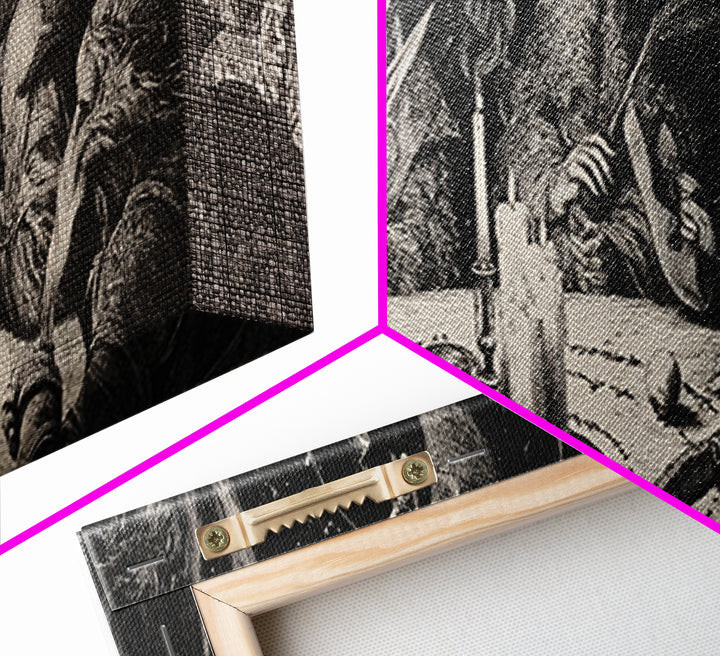 Celestial Witchcraft, Renaissance Engraving Art, Extra Wide Wall Art, Gothic Horror Wall Art, Canvas Print, Halloween Wall Art