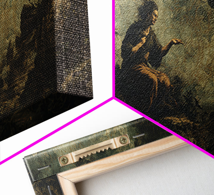 Celestial Witchcraft, Baroque Witchcraft Art, Wide Panoramic Art, Dark Halloween Decor, Framed Canvas Print, Halloween Wall Art