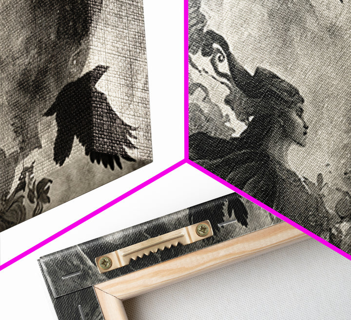 Celestial Witchcraft, Symbolist Dream Art, Wide Panoramic Art, Dark Fantasy Wall Art, Framed Canvas Print, Halloween Wall Art