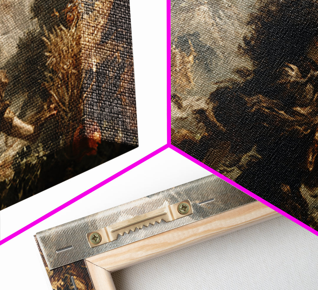 Occult Harvest Festival, Baroque Witchcraft Art, Wide Panoramic Art, Dark Fantasy Wall Art, Framed Canvas Print, Halloween Wall Art