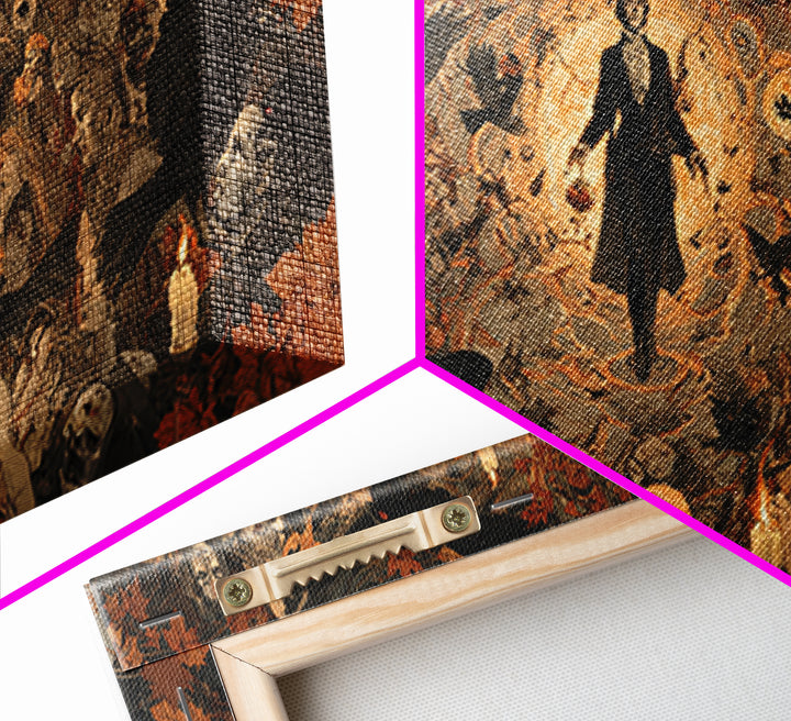 Occult Harvest Festival, Gothic Nightmare Art, Wide Panoramic Art, Dark Halloween Decor, Framed Canvas Print, Halloween Wall Art