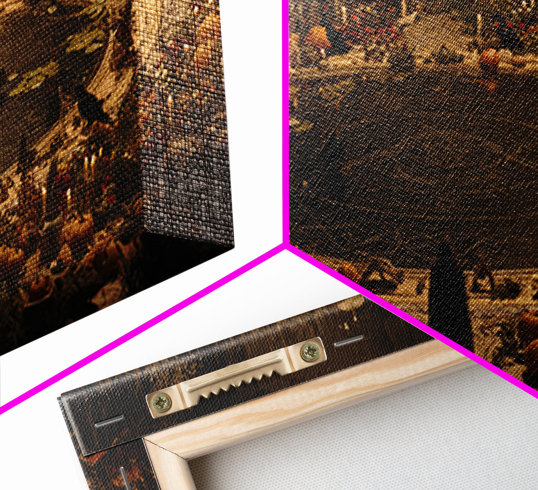 Occult Harvest Festival, Symbolist Gothic Landscape, Wide Panoramic Art, Dark Fantasy Wall Art, Framed Canvas Print, Halloween Wall Art