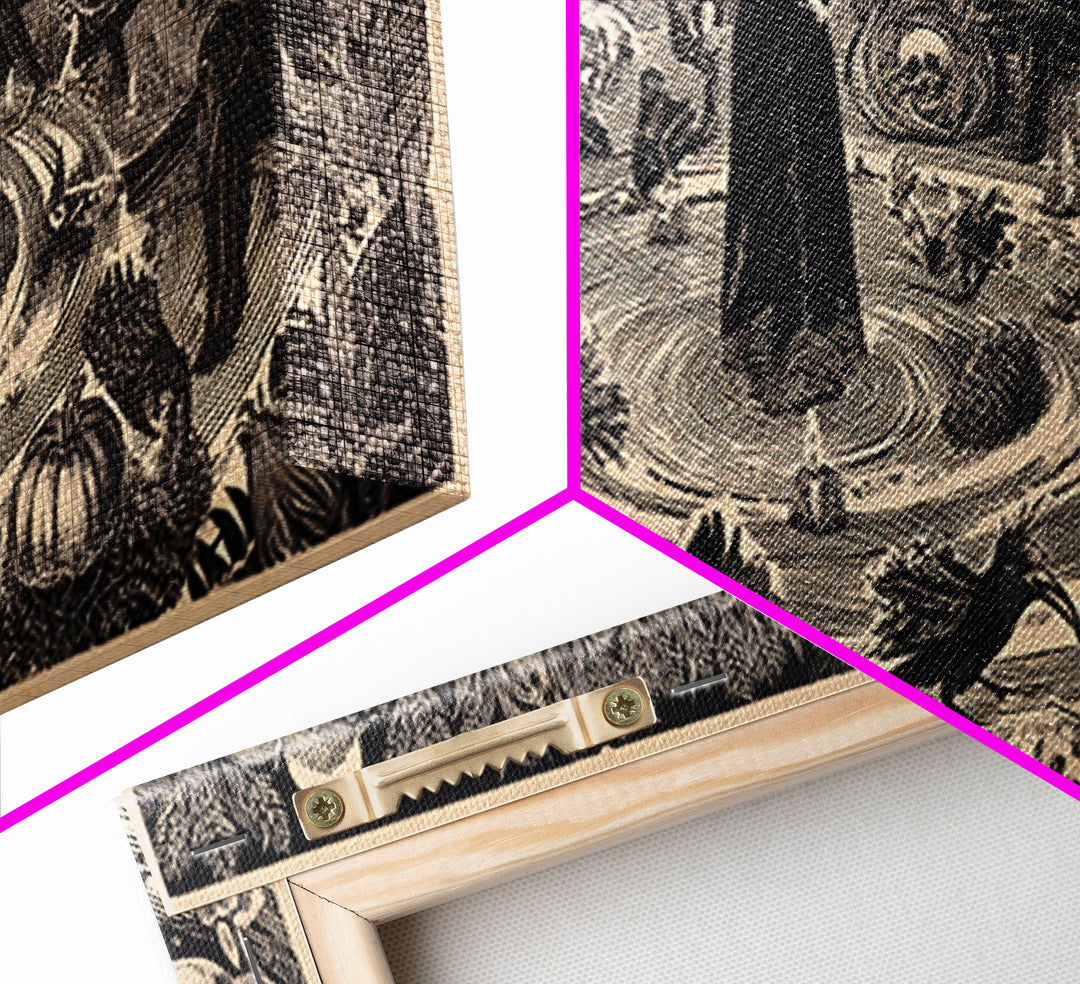 Occult Harvest Festival, Macabre Folk Print Art, Wide Panoramic Art, Macabre Wall Art, Framed Canvas Print, Halloween Wall Art