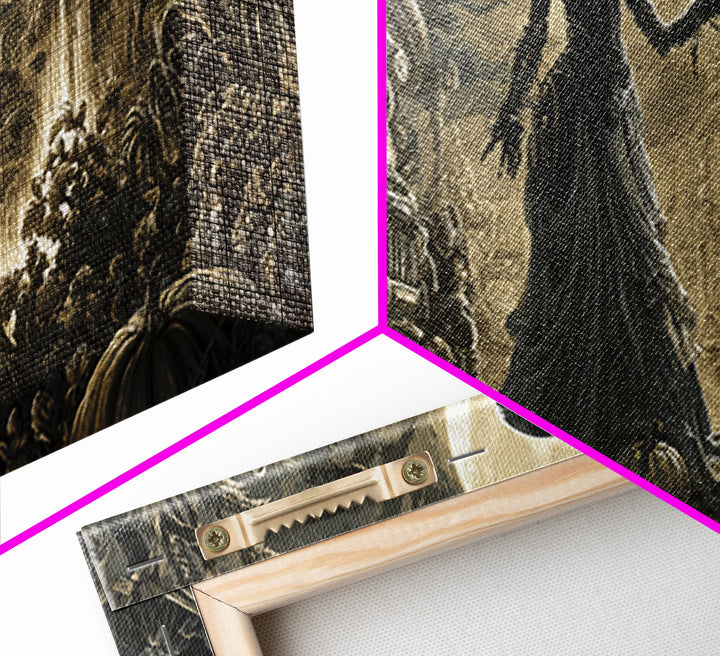 Occult Harvest Festival, Biomechanical Horror Art, Wide Panoramic Art, Gothic Horror Wall Art, Framed Canvas Print, Halloween Wall Art