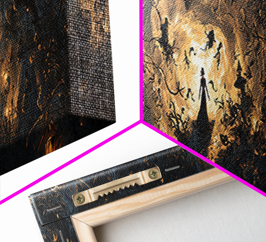 Enchanted Woodland Halloween, Dark Romantic Horror Art, Extra Wide Wall Art, Dark Halloween Decor, Canvas Print, Halloween Wall Art