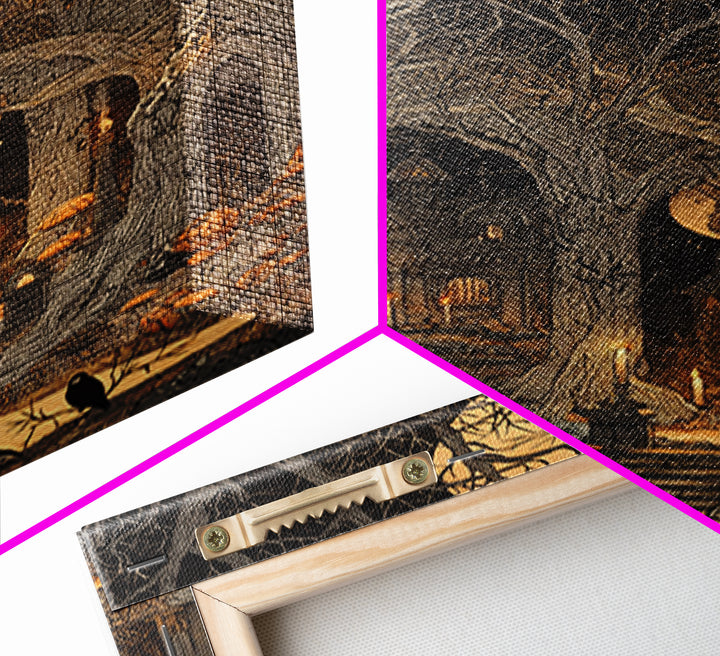Enchanted Woodland Halloween, Victorian Macabre Art, Vertical Wall Art, Dark Fantasy Wall Art, Framed Canvas Print, Halloween Wall Art