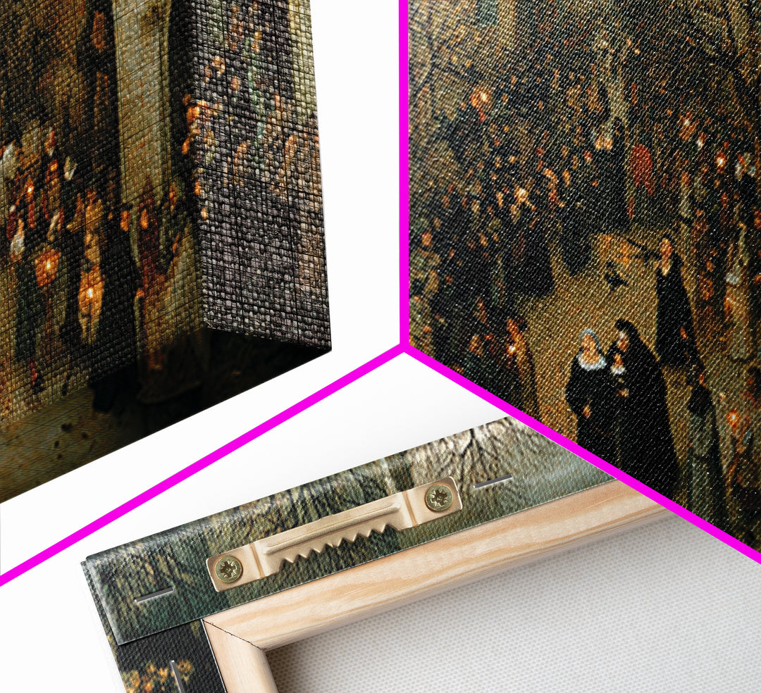 Gothic Romance, Northern Renaissance Horror, Wide Panoramic Art, Dark Halloween Decor, Canvas Print, Halloween Wall Art