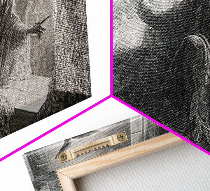 Black Lace And Cobwebs, Gothic Engraving Art, Landscape Wall Art, Dark Halloween Decor, Framed Canvas Print, Halloween Wall Art