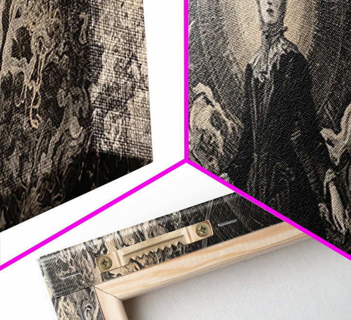 Black Lace And Cobwebs, Dark Renaissance Art, Extra Wide Wall Art, Dark Fantasy Wall Art, Framed Canvas Print, Halloween Wall Art