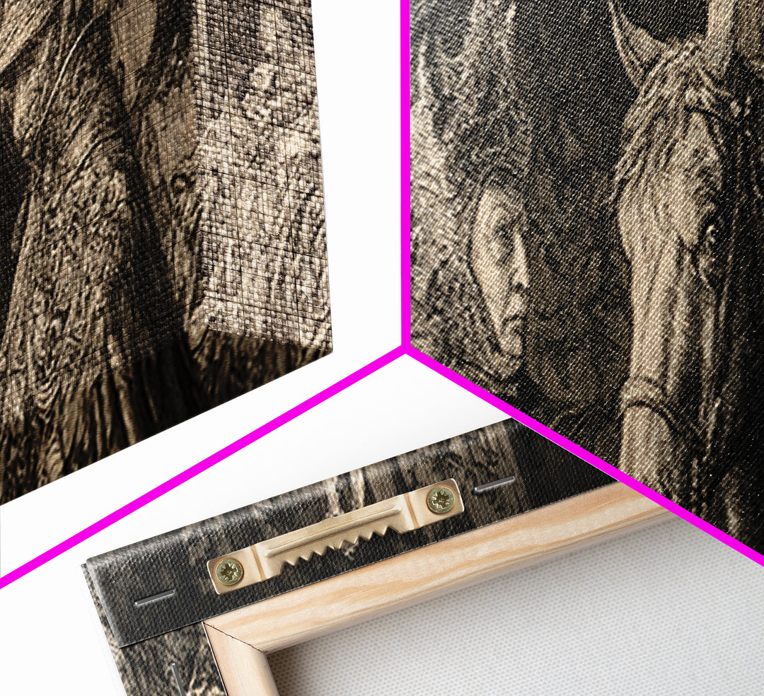 Black Lace And Cobwebs, Renaissance Engraving Art, Extra Wide Wall Art, Gothic Horror Wall Art, Framed Canvas Print, Halloween Wall Art