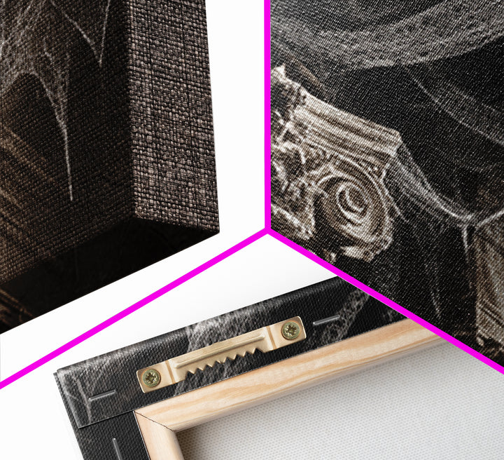 Black Lace And Cobwebs, Architectural Etching Art, Landscape Wall Art, Dark Fantasy Wall Art, Framed Canvas Print