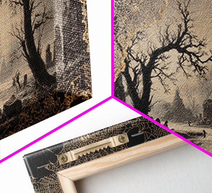 Black Lace And Cobwebs, Romantic Gothic Landscape, Landscape Wall Art, Gothic Horror Wall Art, Framed Canvas Print