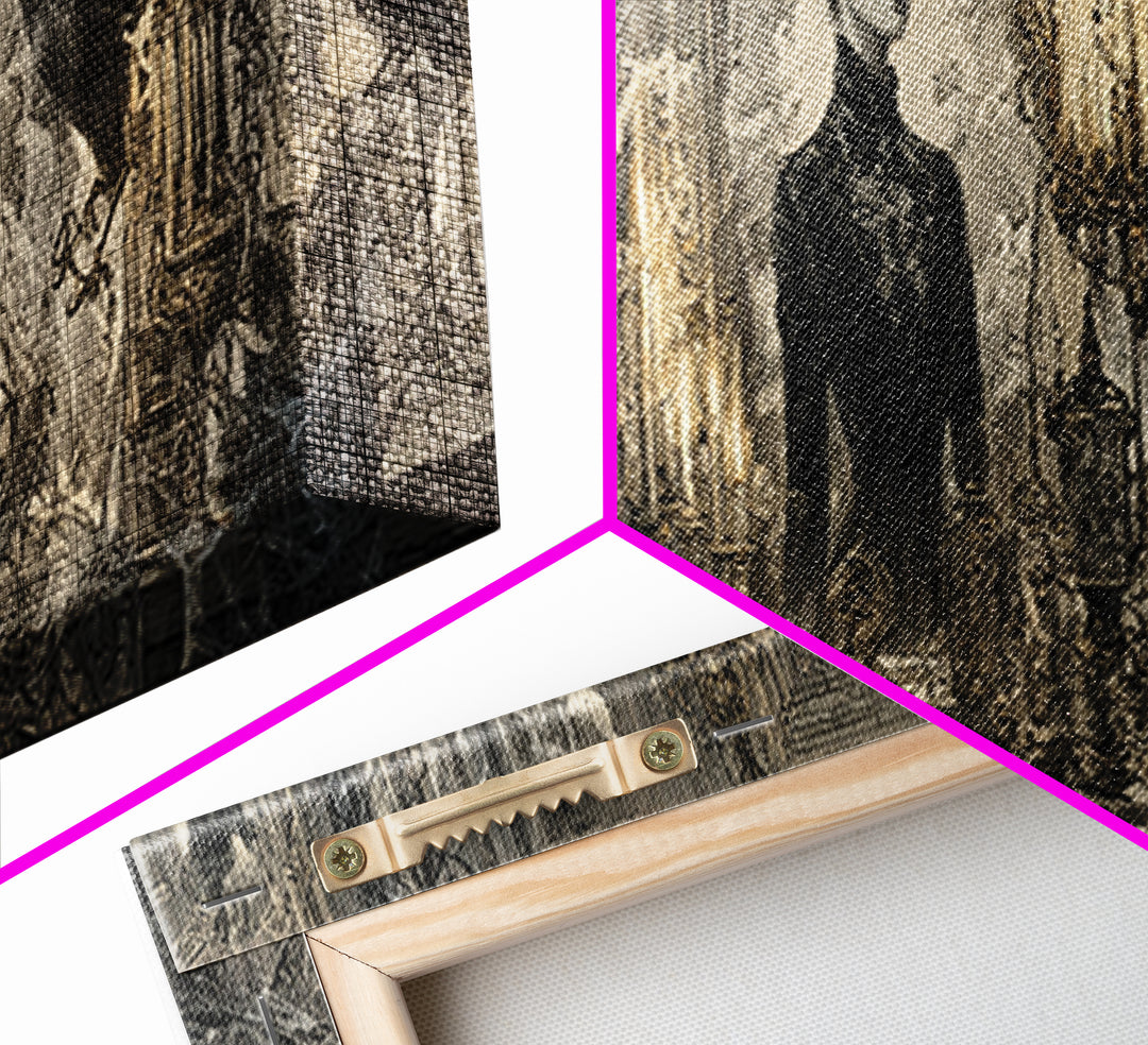 Black Lace And Cobwebs, Ornate Symbolist Art, Extra Wide Wall Art, Gothic Horror Wall Art, Canvas Print, Halloween Wall Art