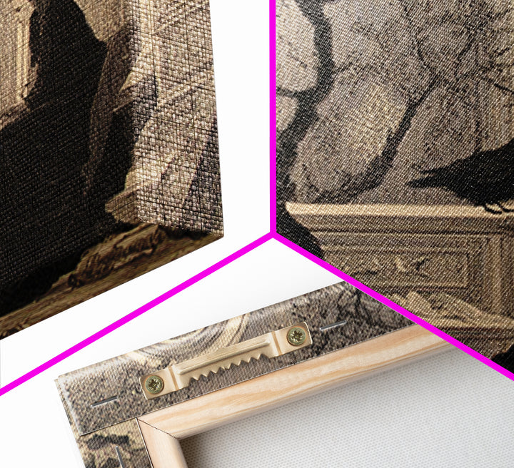 Black Lace And Cobwebs, Symbolist Death Art, Landscape Wall Art, Dark Halloween Decor, Framed Canvas Print, Halloween Wall Art