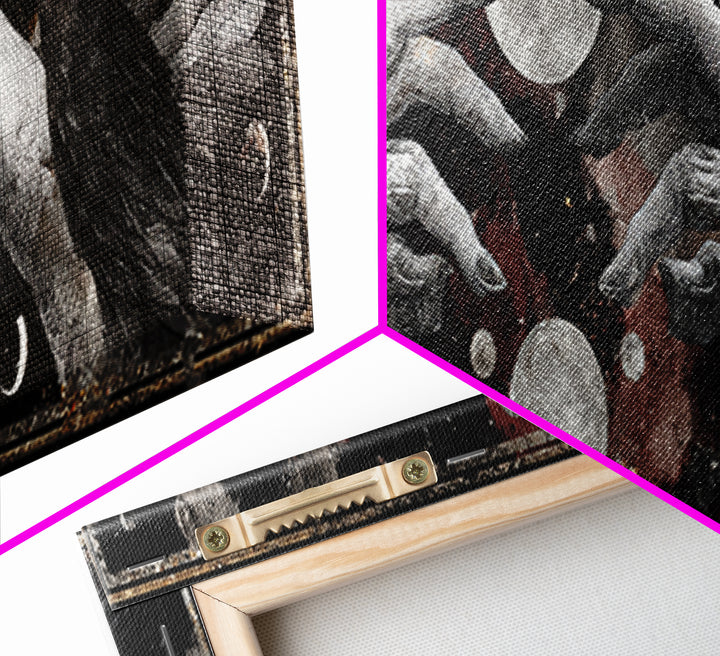 Occult Celestial Hands Framed Canvas Print, Dark Art, Living Room Decor, Fine Art, Nocturne, Luxury Decor, Textured Painting, DAR-3x1-12