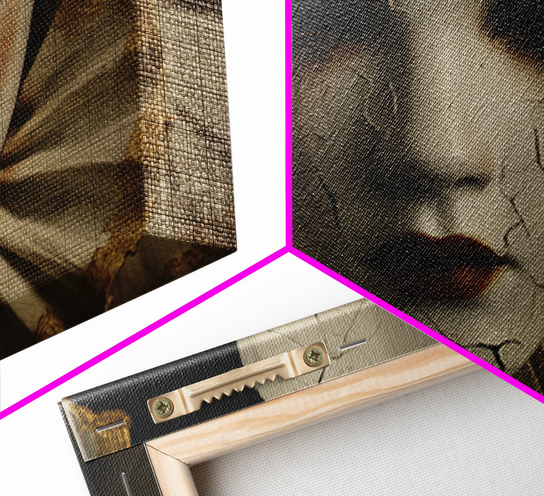 Cracked Porcelain Doll Portrait Canvas Print, Dark Art, Painting, Living Room Decor, Oil Painting, Nocturne, Gothic Wall Art, DAR-3x2-75
