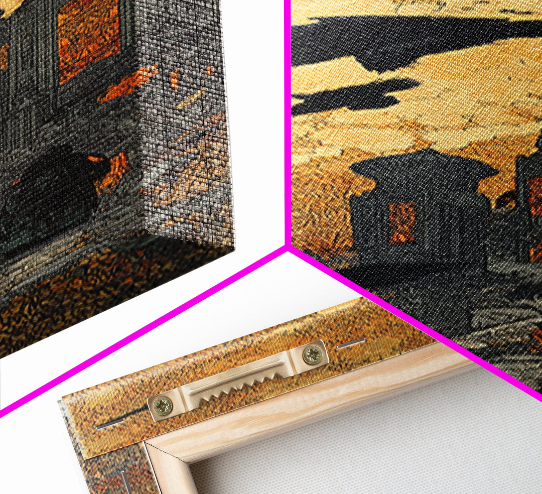 Ravens And Ruins, Stained Glass Gothic Art, Tall Narrow Wall Art, Dark Fantasy Wall Art, Canvas Print, Halloween Wall Art