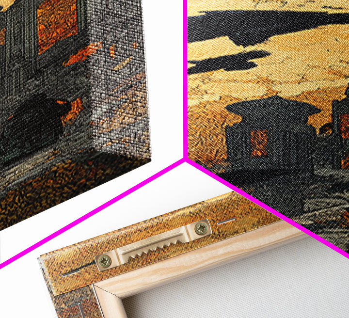 Ravens And Ruins, Stained Glass Gothic Art, Tall Narrow Wall Art, Dark Fantasy Wall Art, Canvas Print, Halloween Wall Art