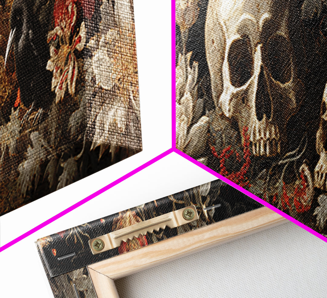 Skeletal Botanicals, Apocalyptic Romantic Art, Extra Wide Wall Art, Macabre Wall Art, Canvas Print, Halloween Wall Art, Halloween Decor