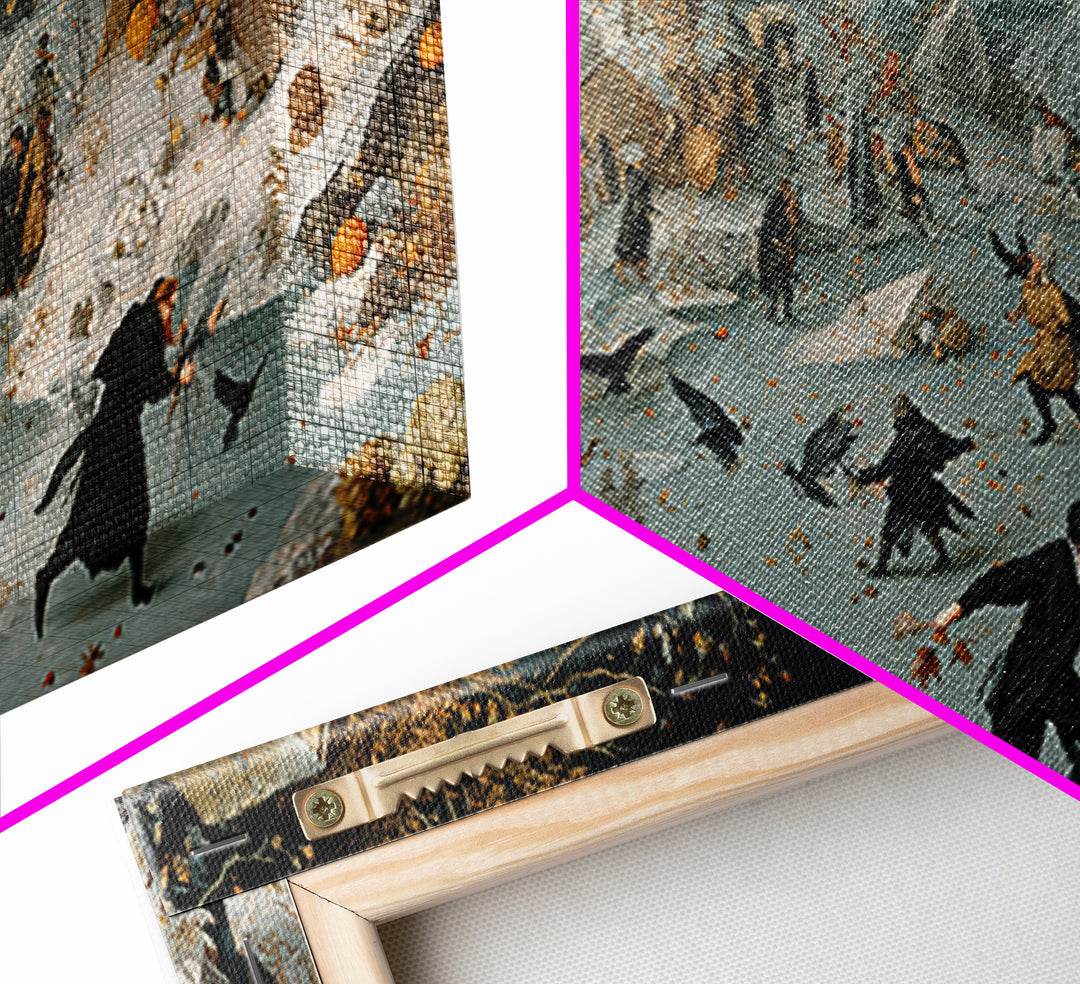 Frozen Halloween, Northern Renaissance Horror, Wide Panoramic Art, Macabre Wall Art, Canvas Print, Halloween Wall Art
