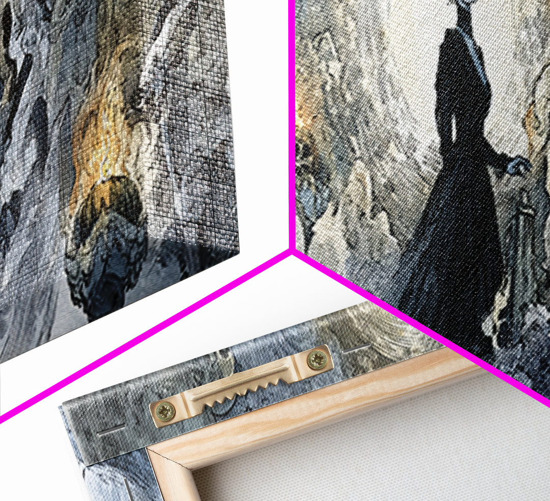 Frozen Halloween, Decadent Gothic Art, Extra Wide Wall Art, Macabre Wall Art, Framed Canvas Print, Halloween Wall Art