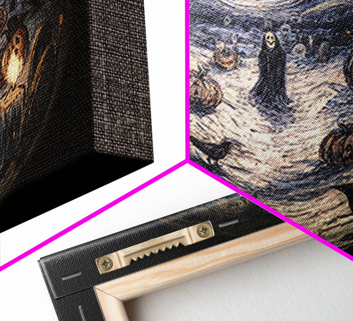 Frozen Halloween, Expressionist Gothic Art, Landscape Wall Art, Dark Fantasy Wall Art, Framed Canvas Print, Halloween Wall Art